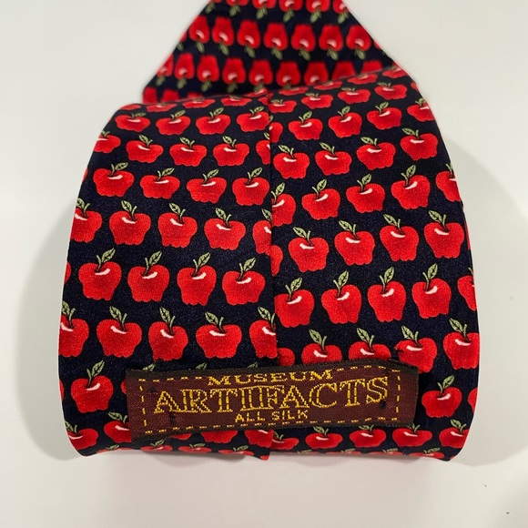 Museum Artifacts Silk Vintage Tie Artsy Novelty Apple Orchard - Picture 9 of 10